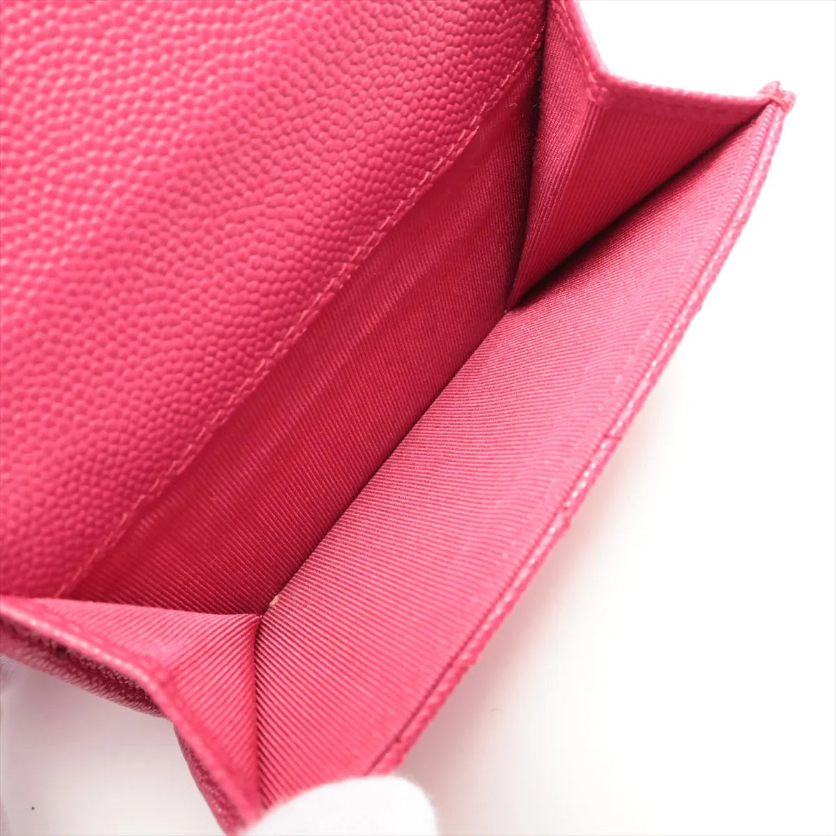 Chanel CC Logo Matelasse Caviar Skin Compact Wallet Pink