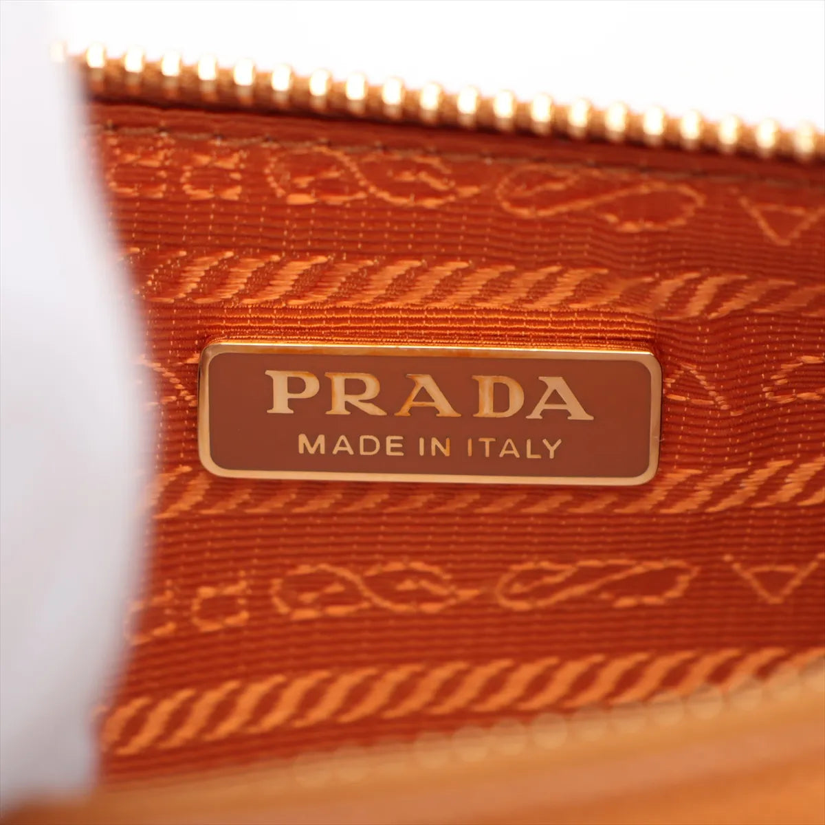 Prada Saffiano Leather Chain Shoulder Bag Orange