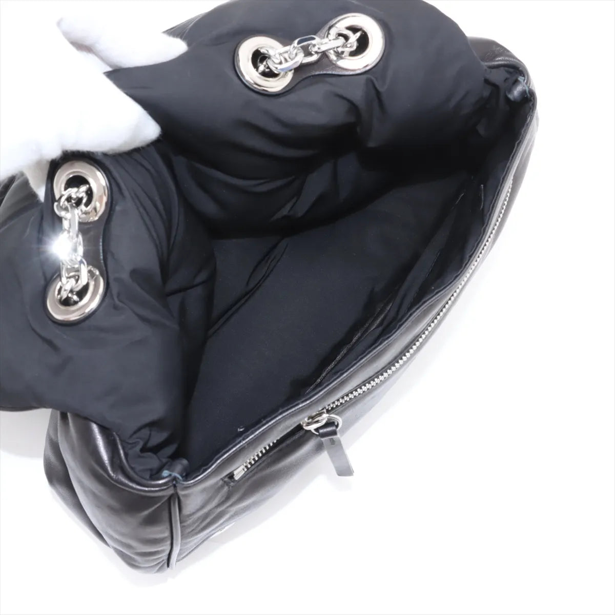 Maison Margiela Glam Slam Leather Chain Shoulder Bag Black