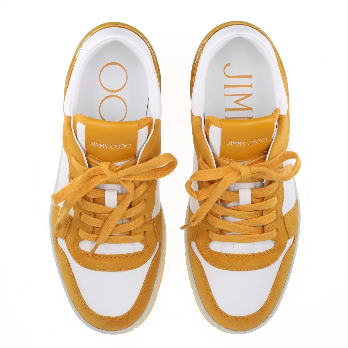 Jimmy Choo Leather Suede Sneakers White x Mustard Yellow