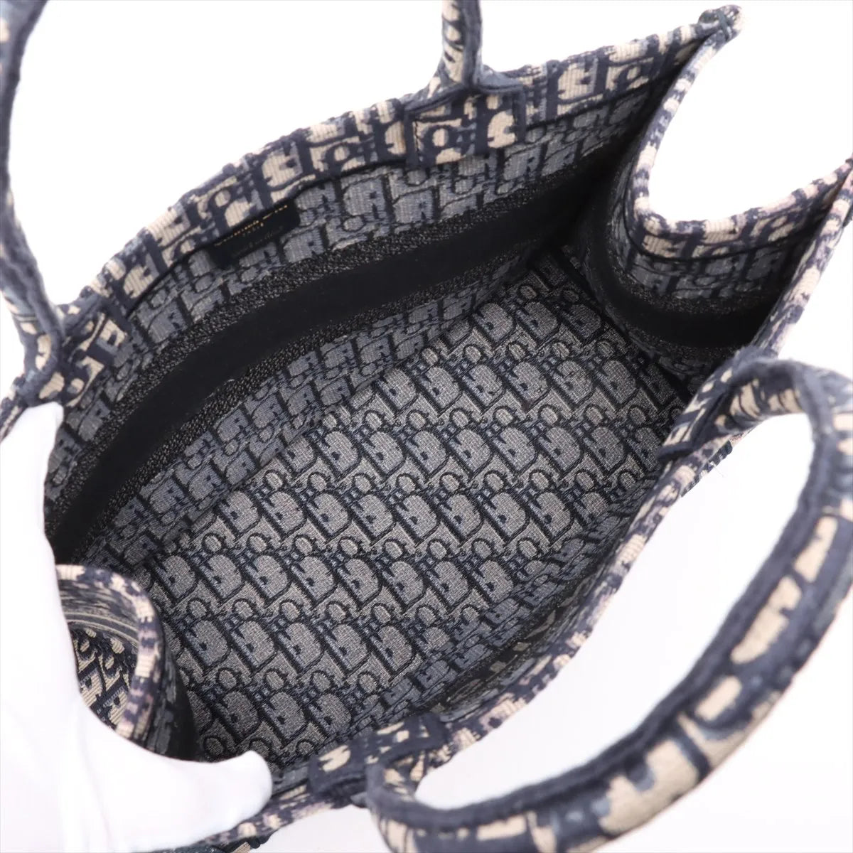 Christian Dior Oblique Book Tote Medium Canvas Bag Navy Blue