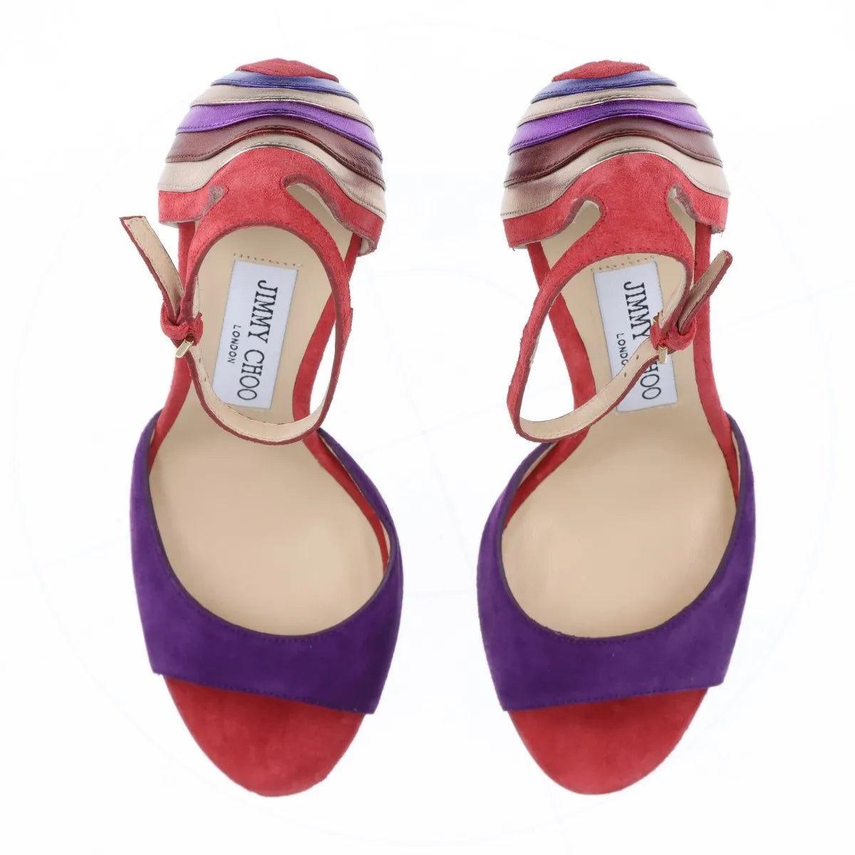 Jimmy Choo Suede Metallic Multicolor Strap Pumps