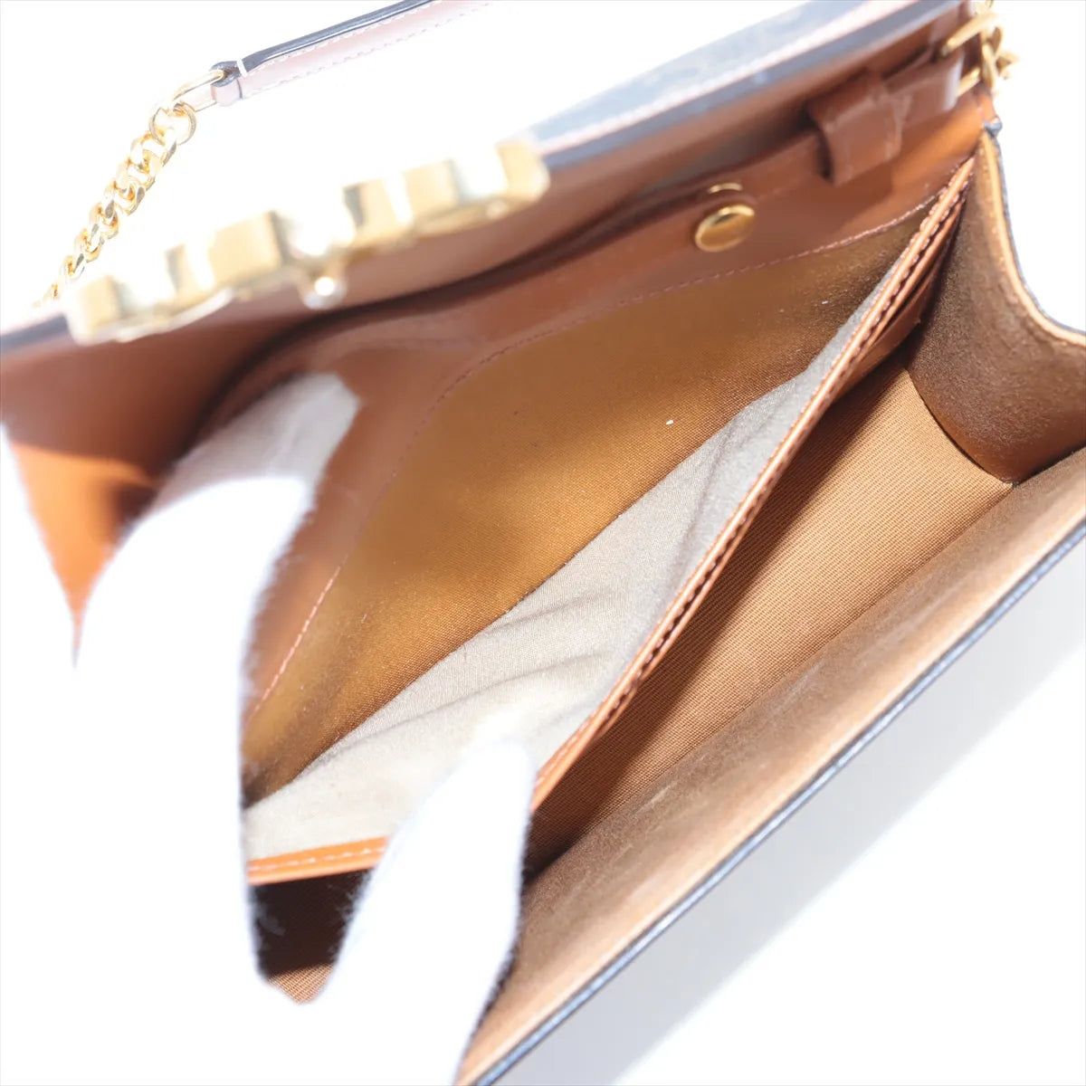 Celine Triomphe Leather Chain Shoulder Bag Brown