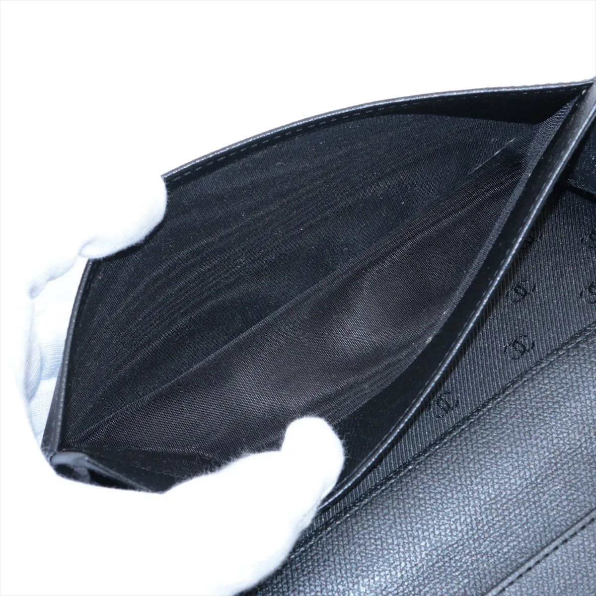 Chanel CC Logo Button Leather Long Wallet Black