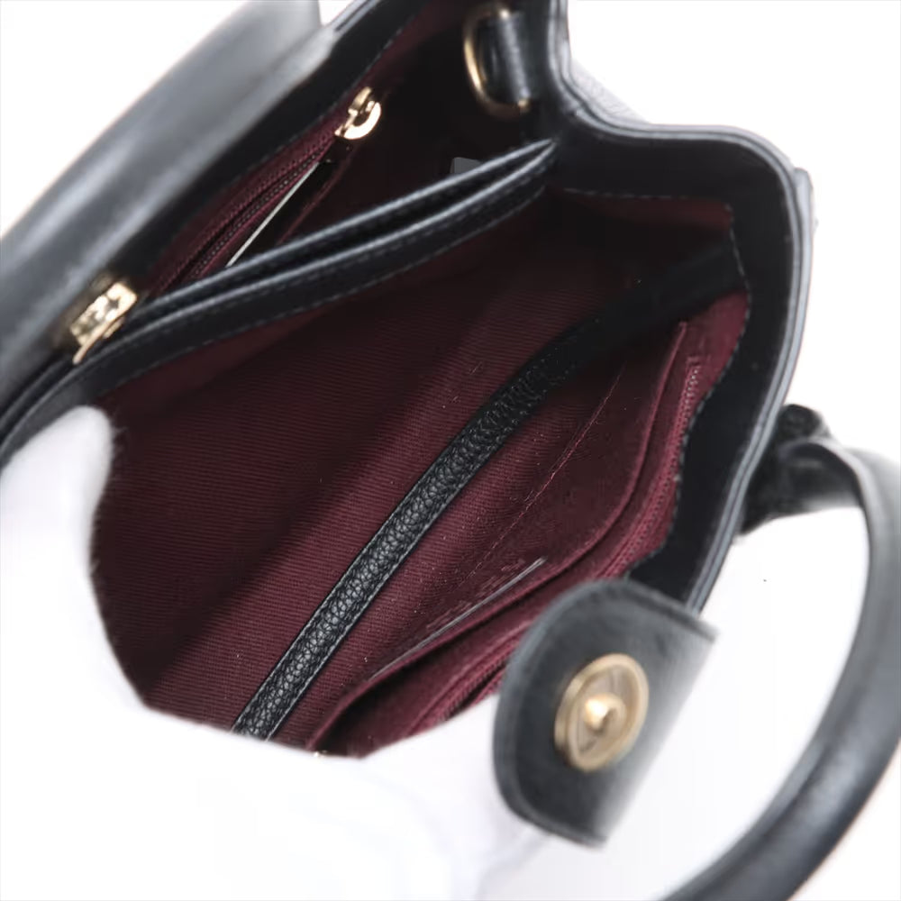 Chanel CC Logo Neo Executive Small Leather Two-Way Handbag Black