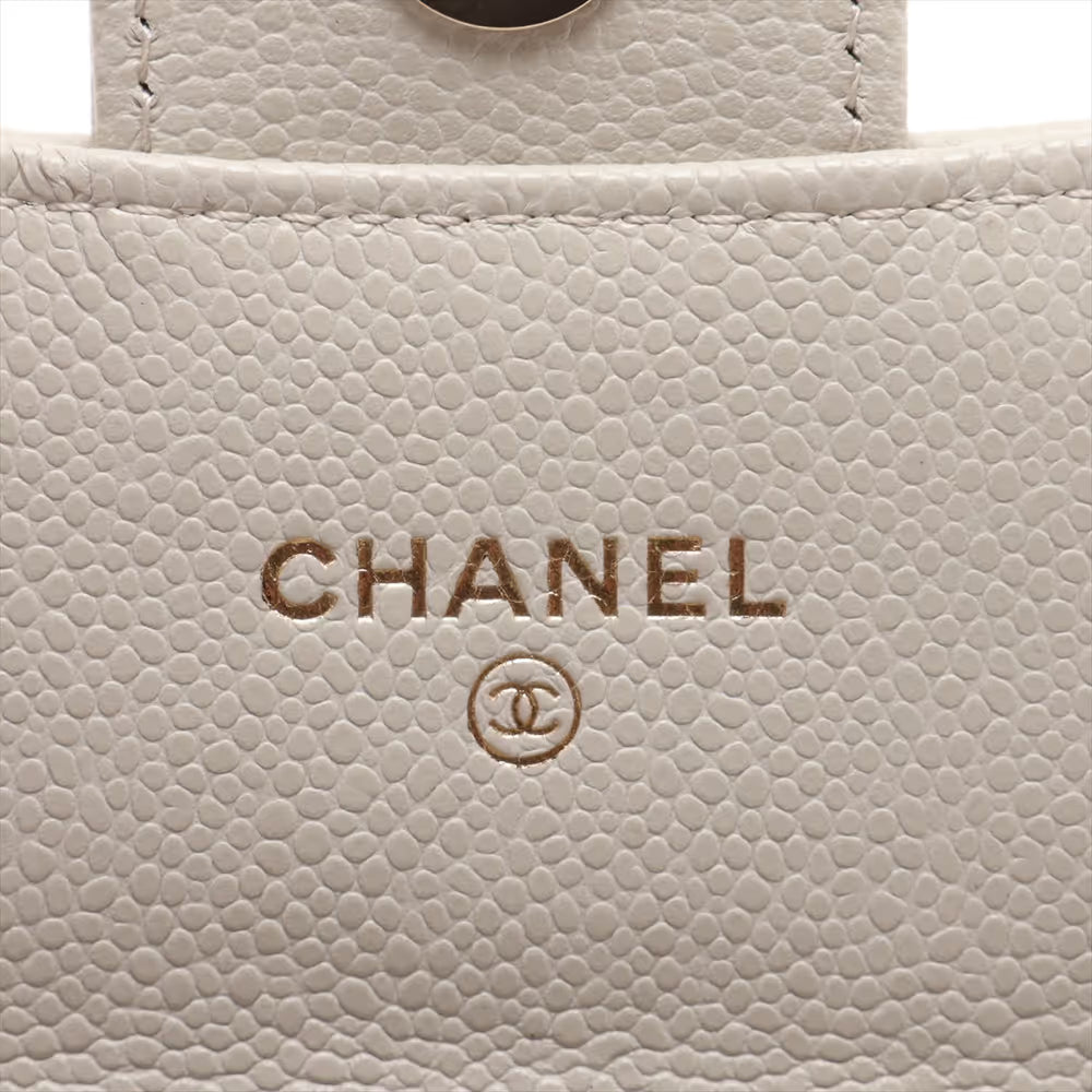 Chanel CC Logo Matelasse Caviar Skin Wallet on Chain Gray