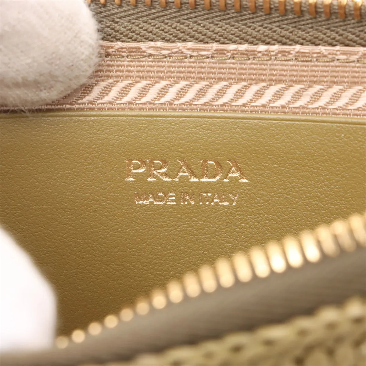 Prada Triangle Raffia x Leather Two-Way Shoulder Bag Khaki