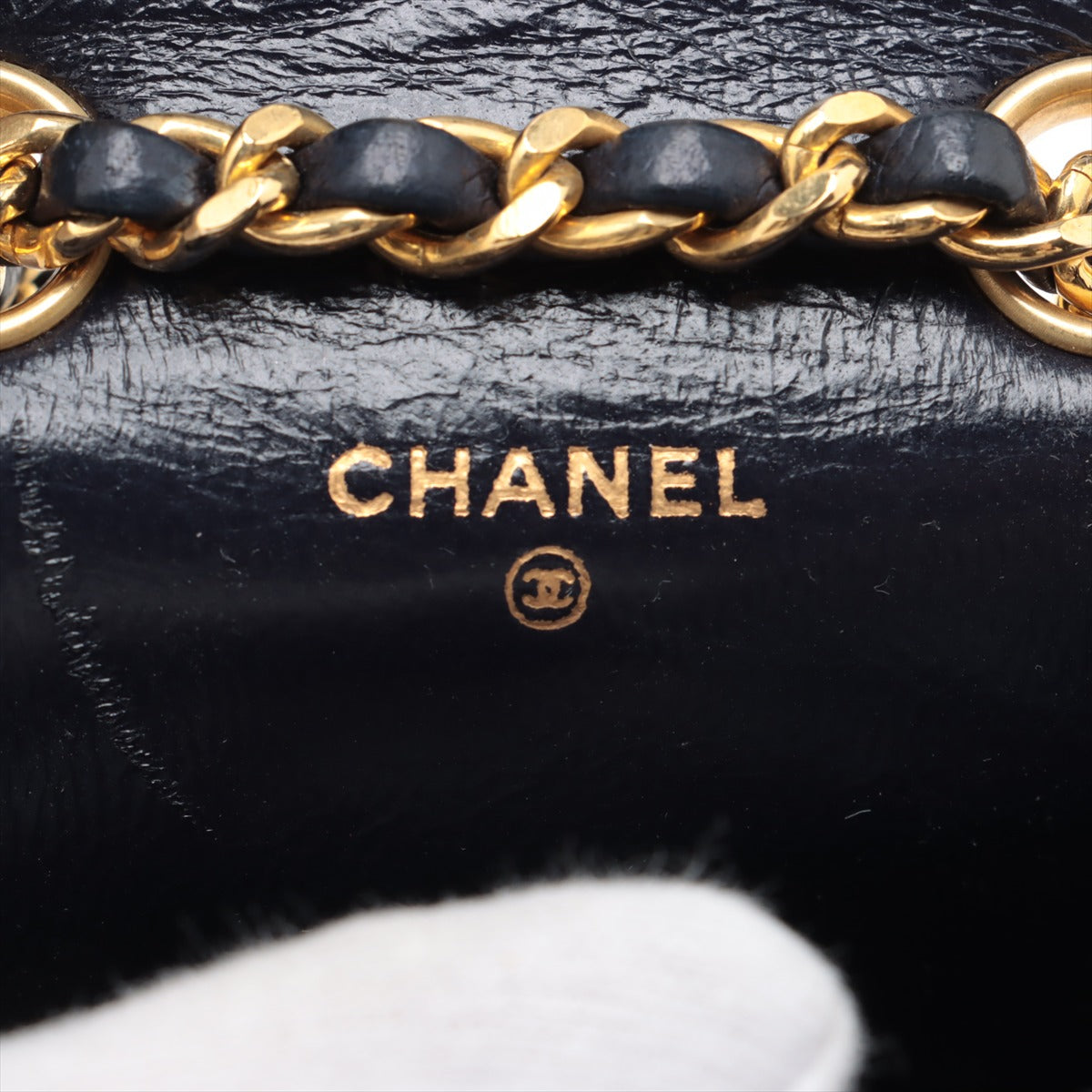 Chanel CC Logo Mini Matelasse Lambskin Chain Shoulder Bag Navy Blue