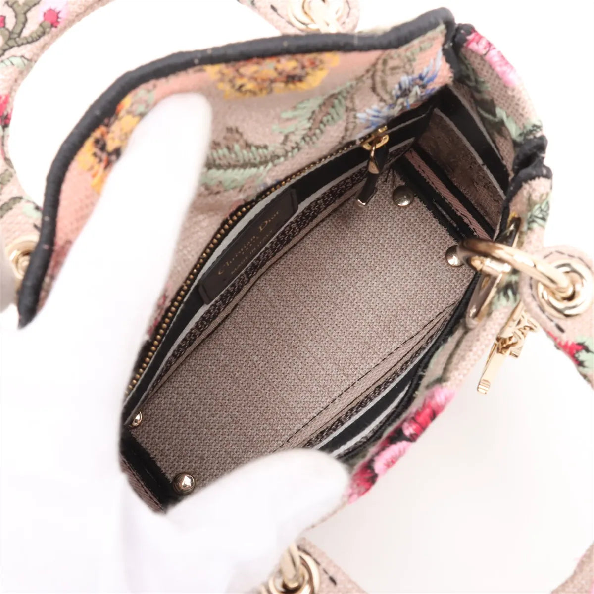 Buy Christian Dior Lady D-Light Floral Mini Canvas Two-Way Handbag Multicolor