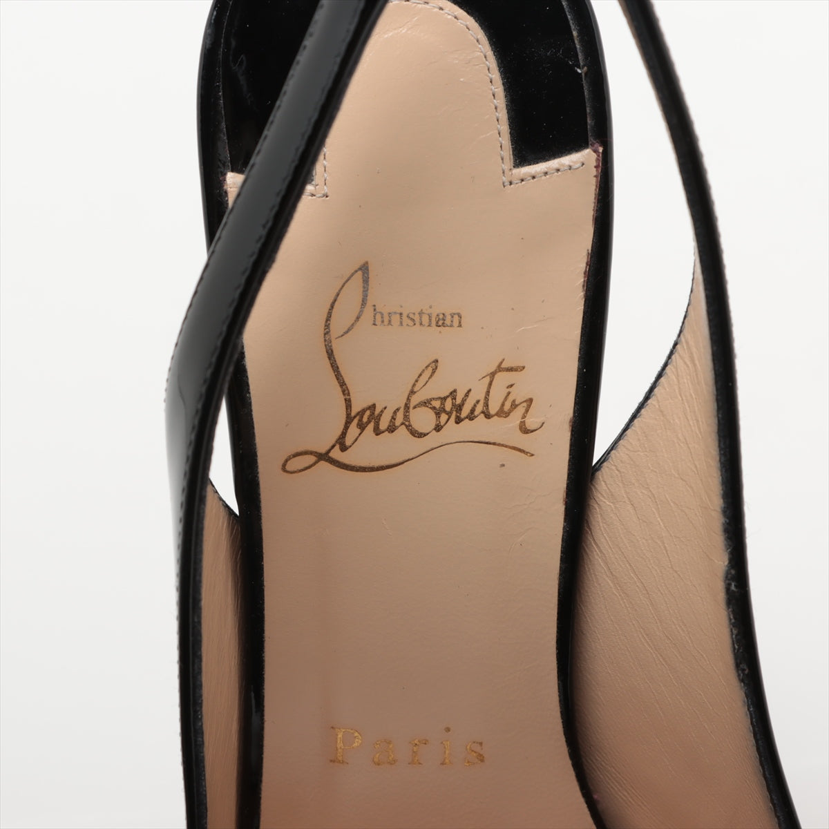 Christian Louboutin Patent Leather Open-toe Sling Back Pump Black