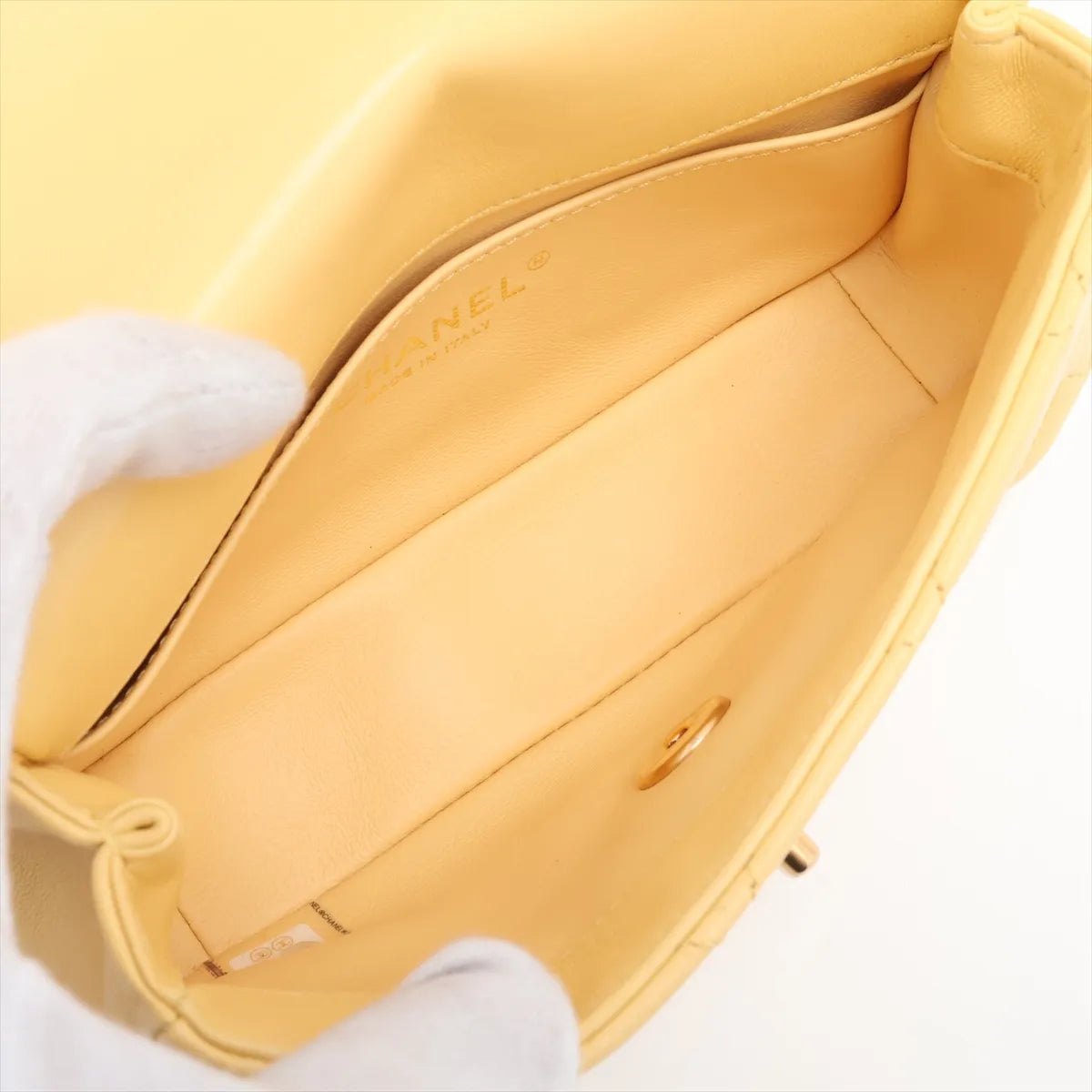 Chanel Mini Matelasse Lambskin Two-Way Shoulder Bag Yellow