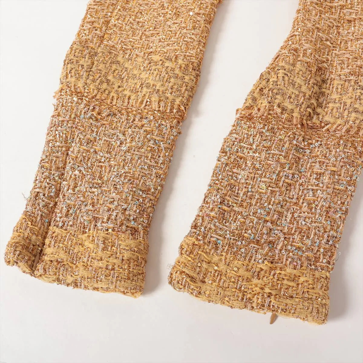 Chanel CC Logo Button Shimmer Polyester Pants Gold