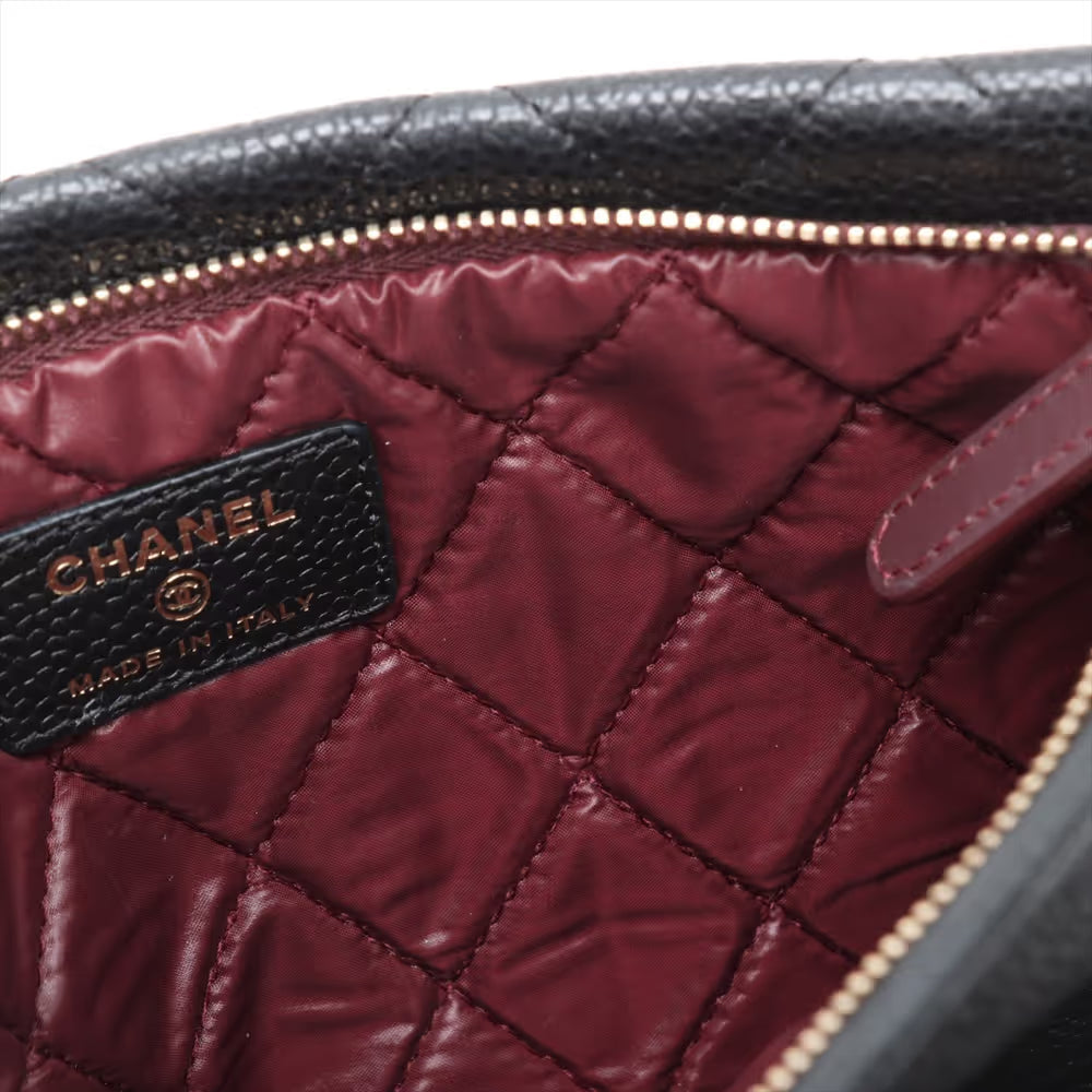 Chanel CC Logo Matelasse Caviar Skin Clutch Bag Black