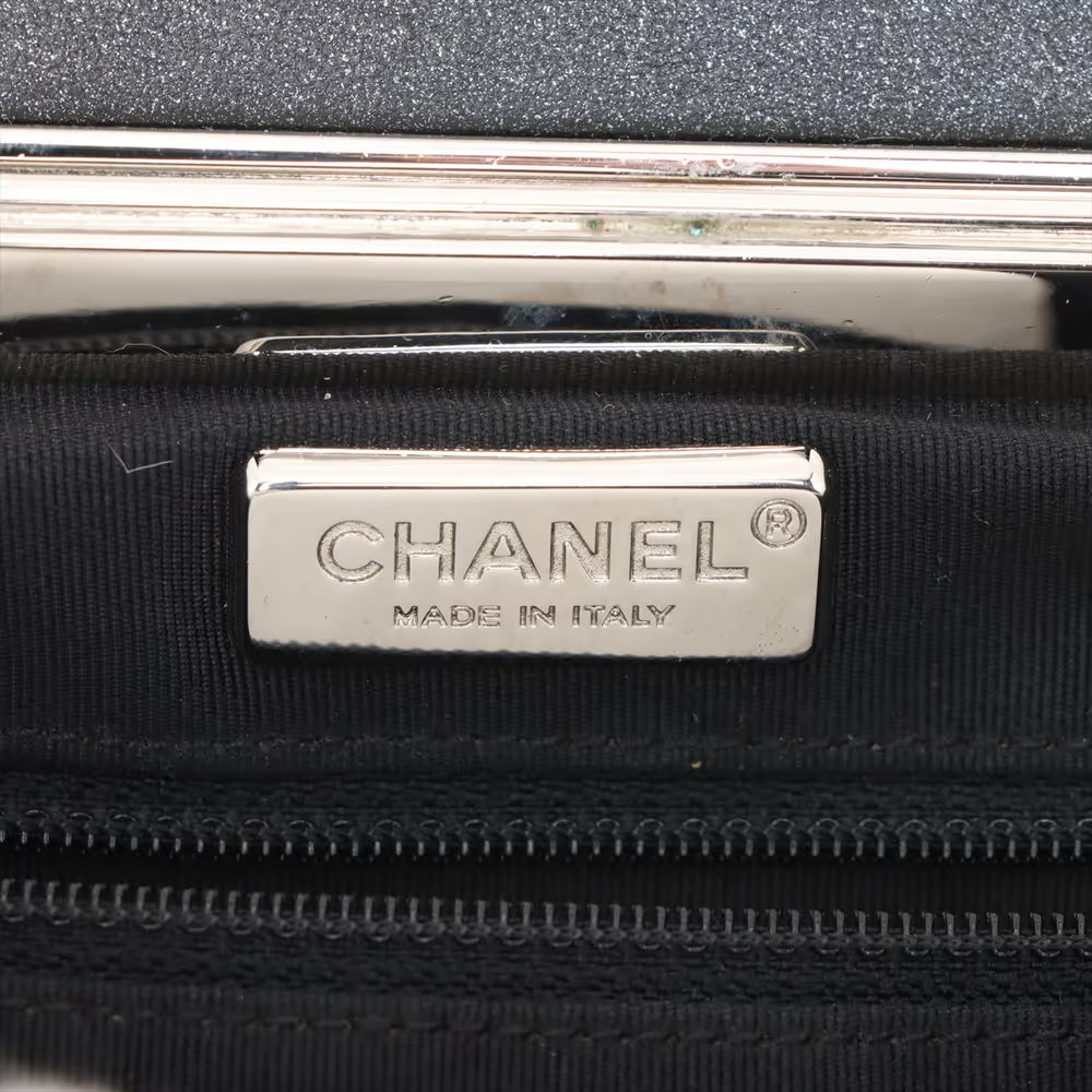 Chanel CC Logo Matelassé Leather Vanity Shoulder Bag Black