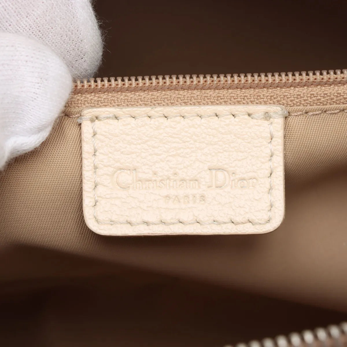 Christian Dior Trotter Embroidered Floral Shoulder Bag Beige