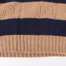 Load image into Gallery viewer, Gucci Perforated GG Pattern Stripe Knit Sweatshirt Brown x Navy Blue