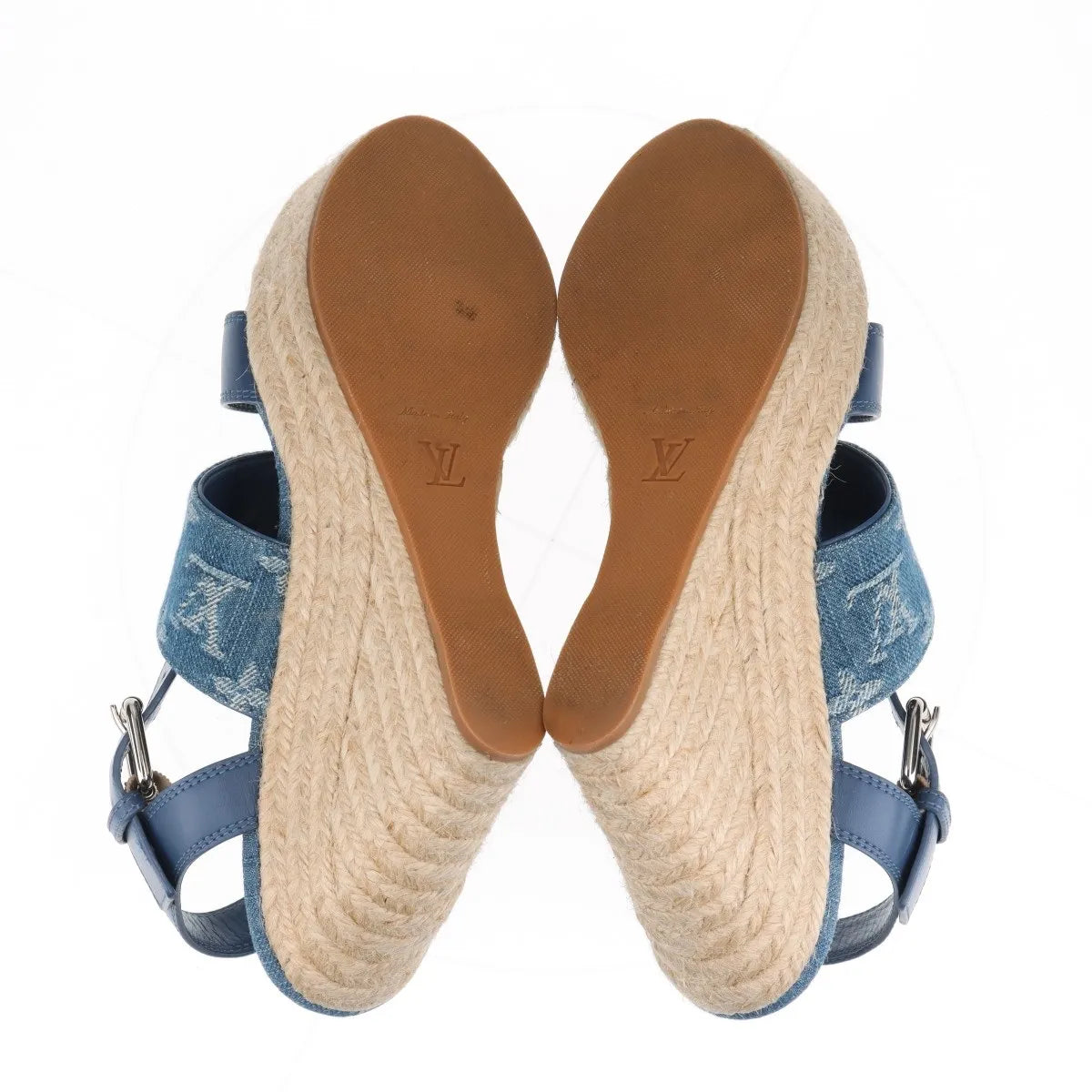 Louis Vuitton Monogram Starboard Denim Wedge Sandal Blue
