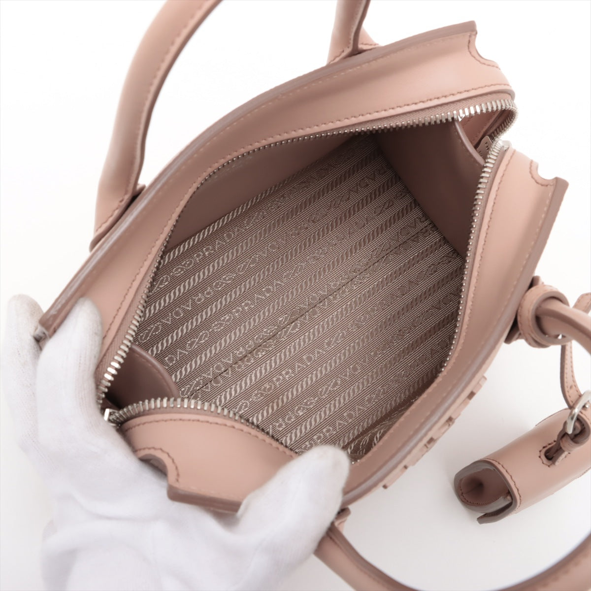 Prada Saffiano Monochrome Two-Way Shoulder Bag Pink Beige * PREORDER *