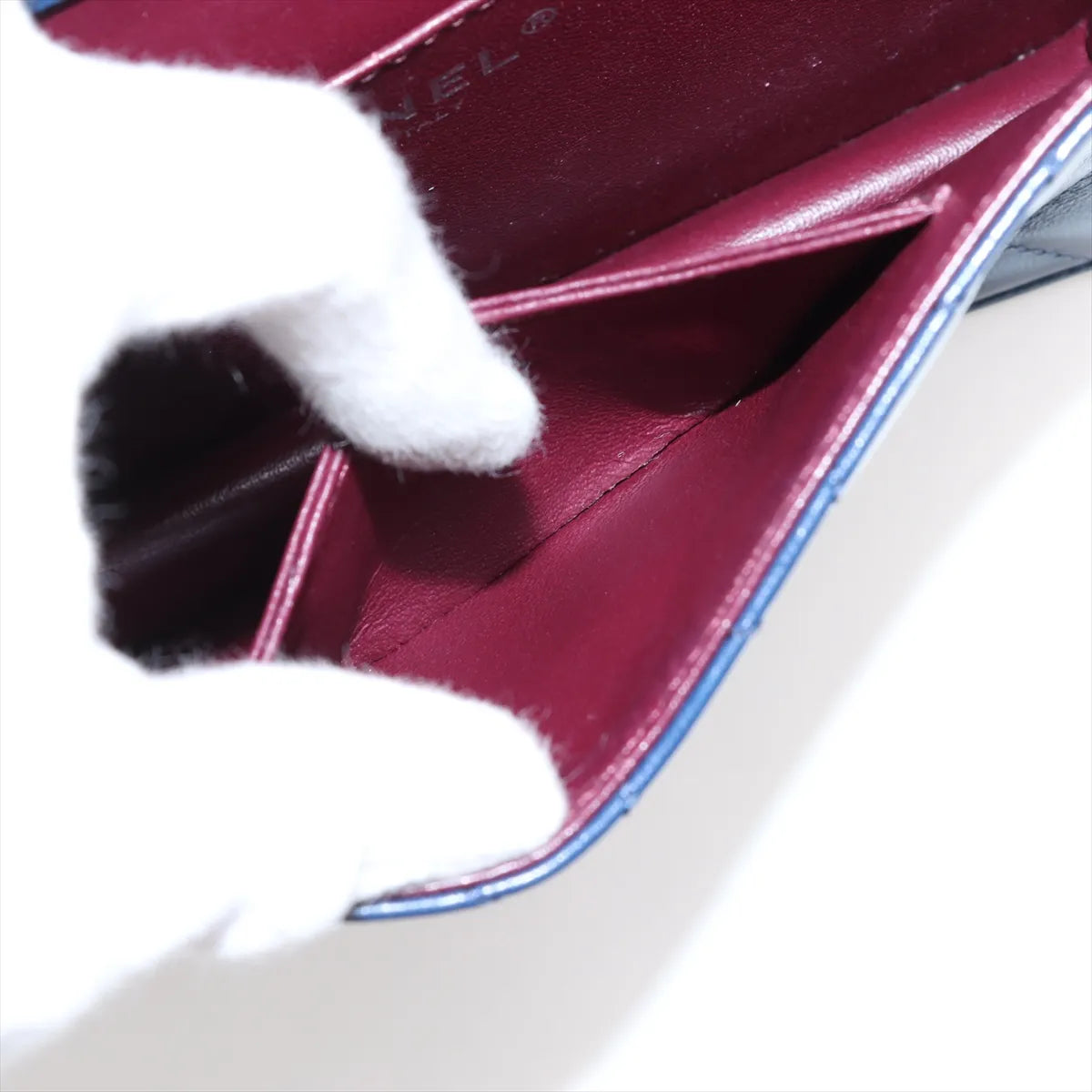 Chanel CC Logo Matelasse Lambskin Chain Shoulder Bag Navy Blue