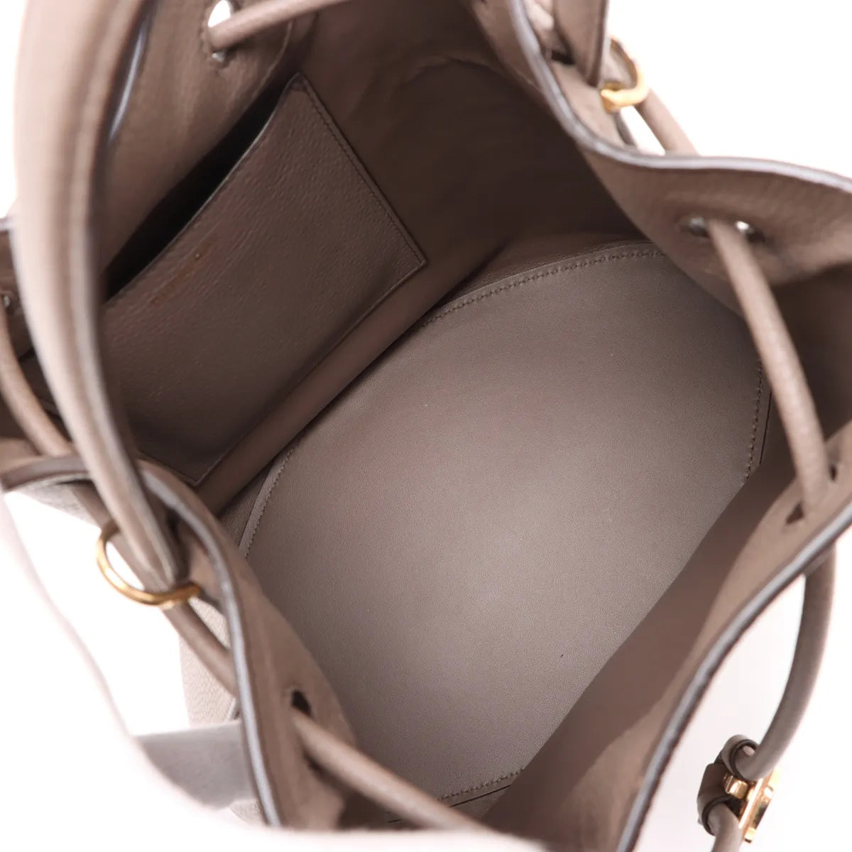 Burberry Small Drawstring Bucket Leather Two-Way Shoulder Bag Brown