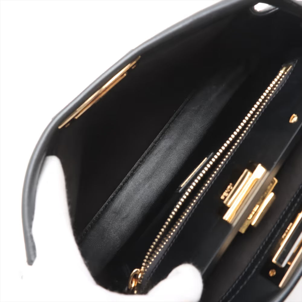 Fendi Peekaboo Regular Leather Two-Way Handbag Black