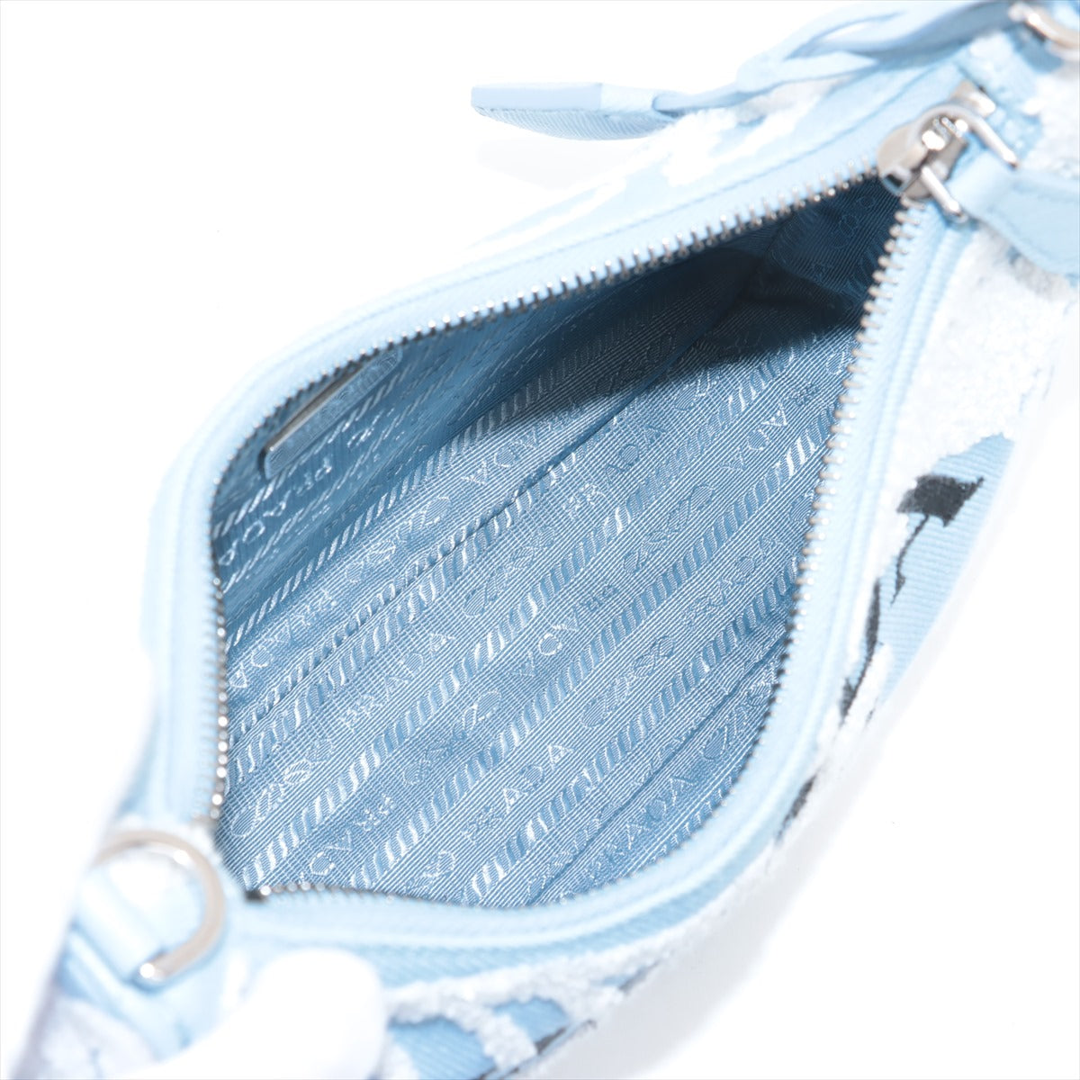 Prada Embroidered Floral Re-edition Canvas Shoulder Bag Blue *  PREORDER *