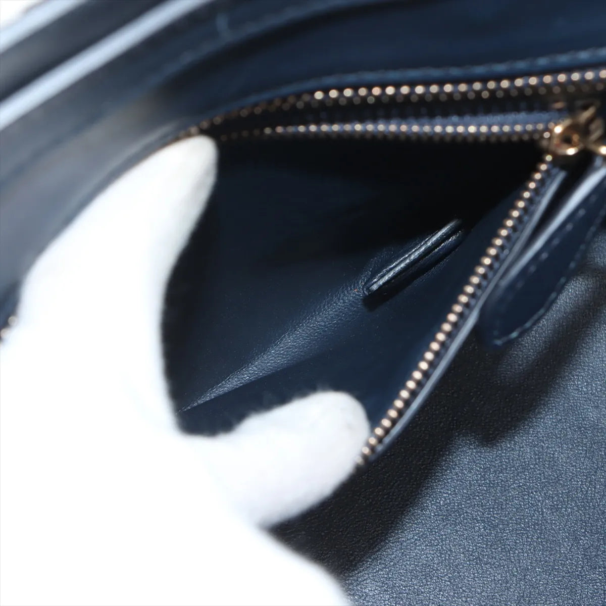 Celine Luggage Micro Shopper Leather Hand bag Navy Blue
