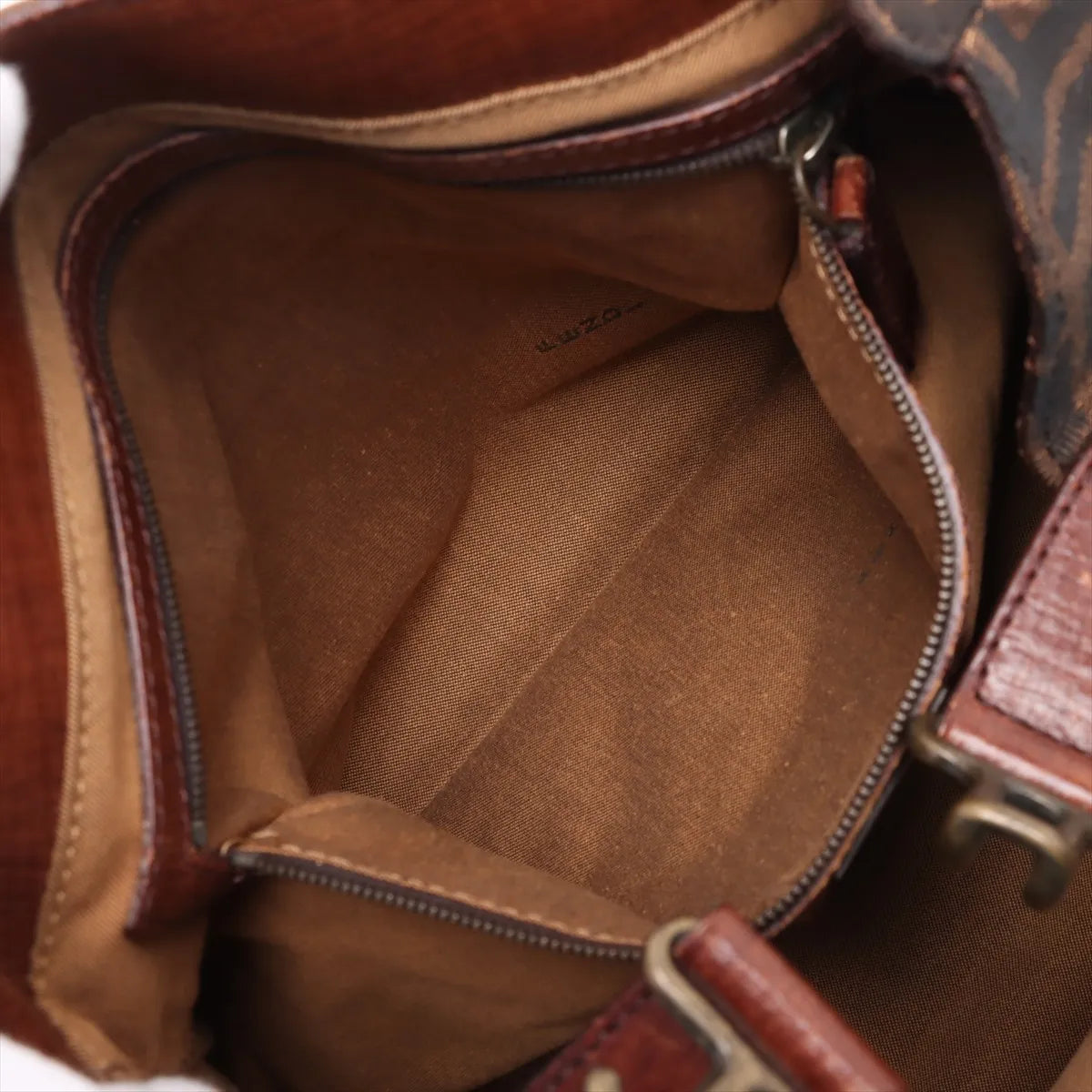 Fendi Zucca Canvas Leather Shoulder Bag Brown