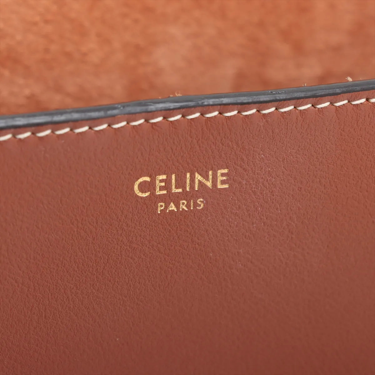 Celine Folco Triomphe Leather Shoulder Bag Brown