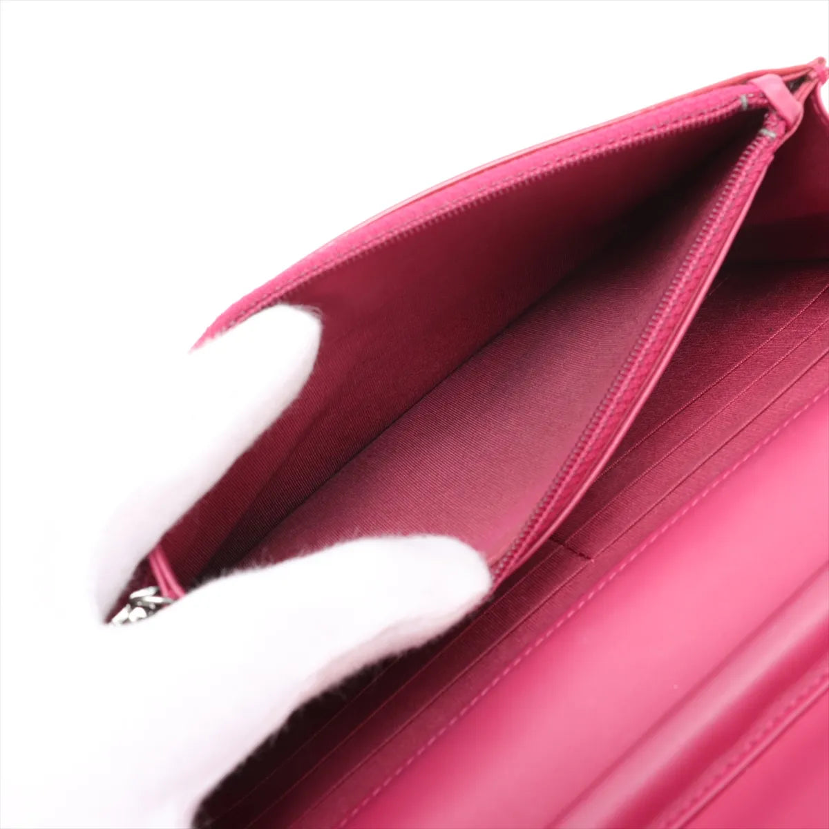 Chanel CC Logo Matelasse Patent Leather Chain Wallet Bag Pink