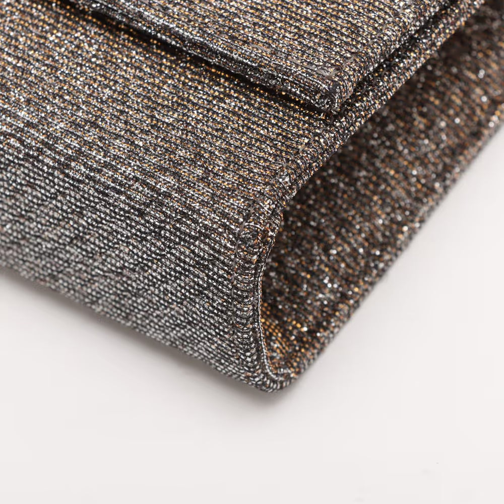 Saint Laurent Paris Kate Fabric x Lame Clutch Bag Silver x Gold