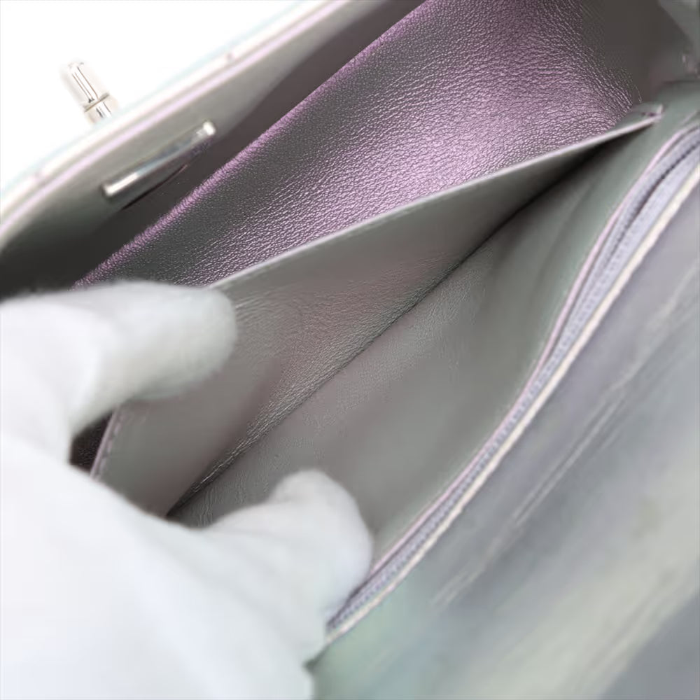 Chanel CC Logo Mini Matelasse 20 Leather Single Flap Single Chain Bag Silver