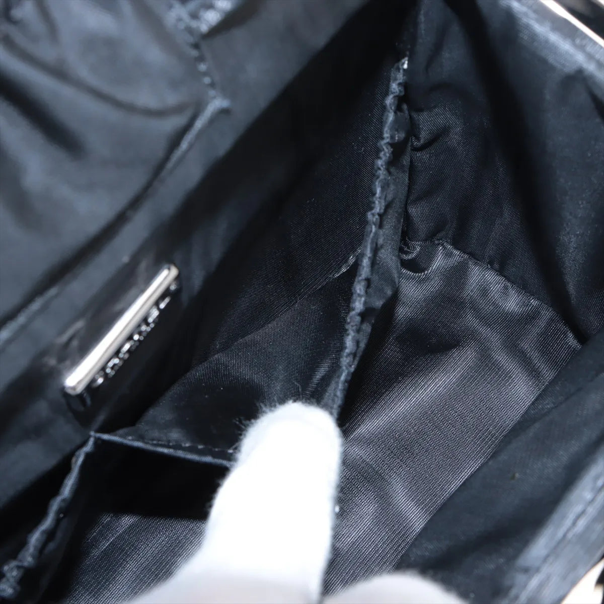 Chanel Paris New York Line Tweed Vanity Chain Handbag Gray X Black