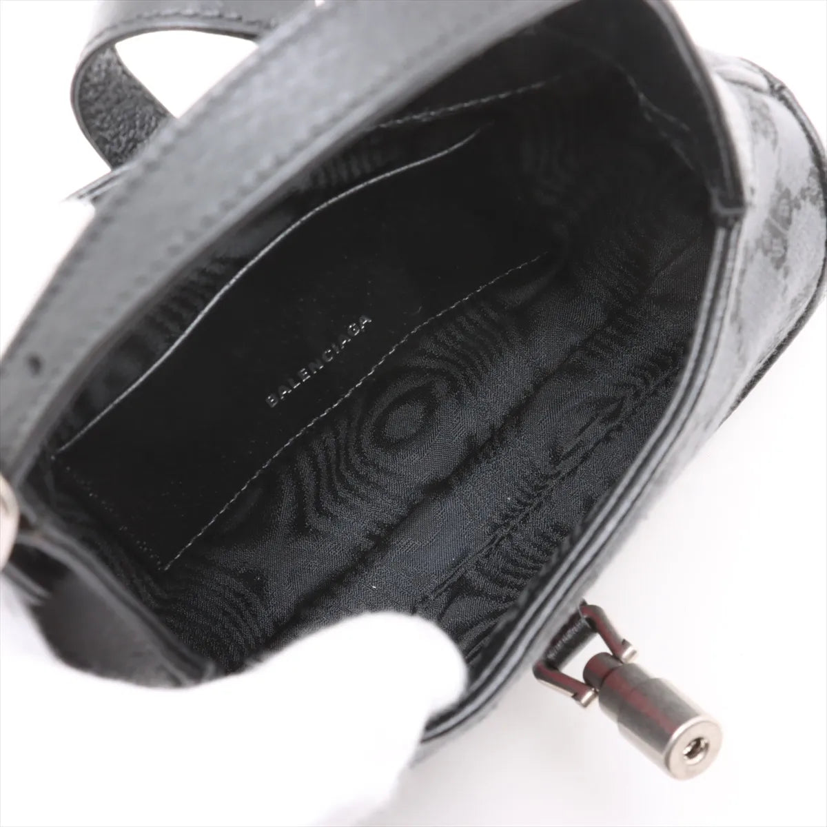 Gucci x Balenciaga Jackie Canvas Leather Two-Way Shoulder Bag Black