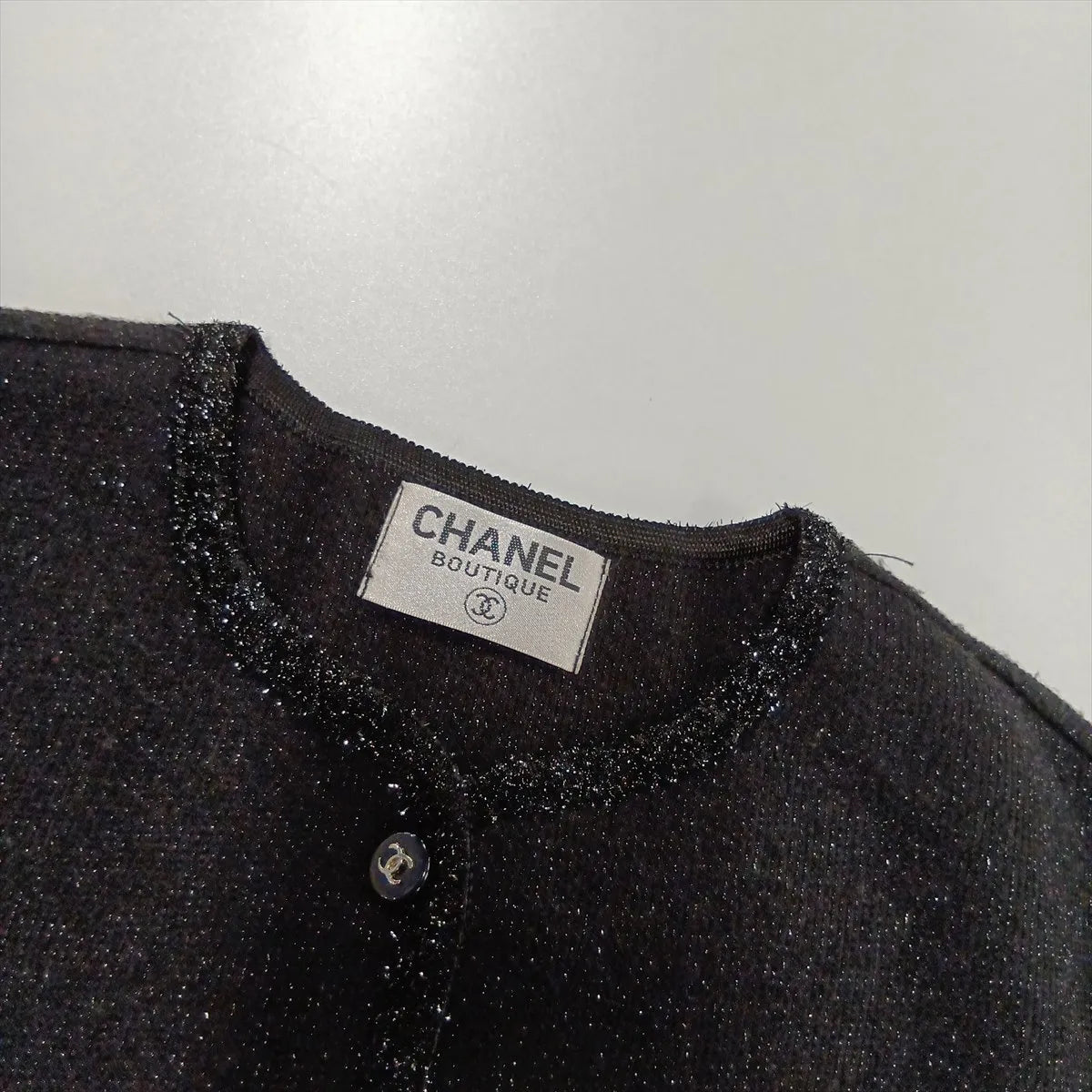Chanel CC Logo Rayon Cardigan Black