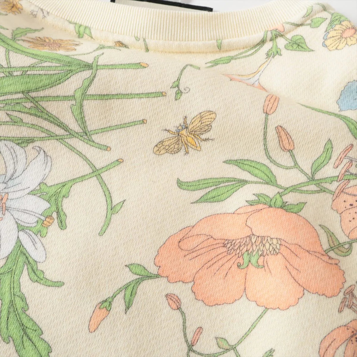 Gucci Tennis Floral Cotton Sweatshirt Cream