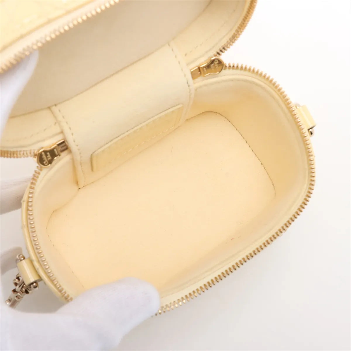 Christian Dior Micro Cannage Patent Leather Vanity Bag Yellow