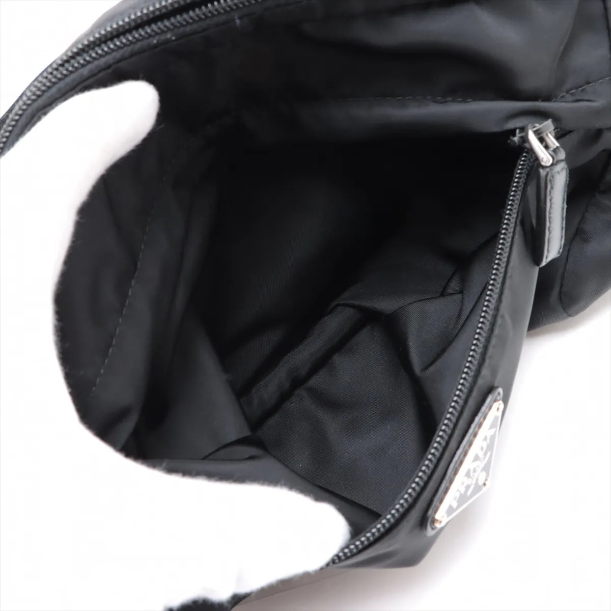 Prada Tessuto Nylon Leather Sling Bag Black