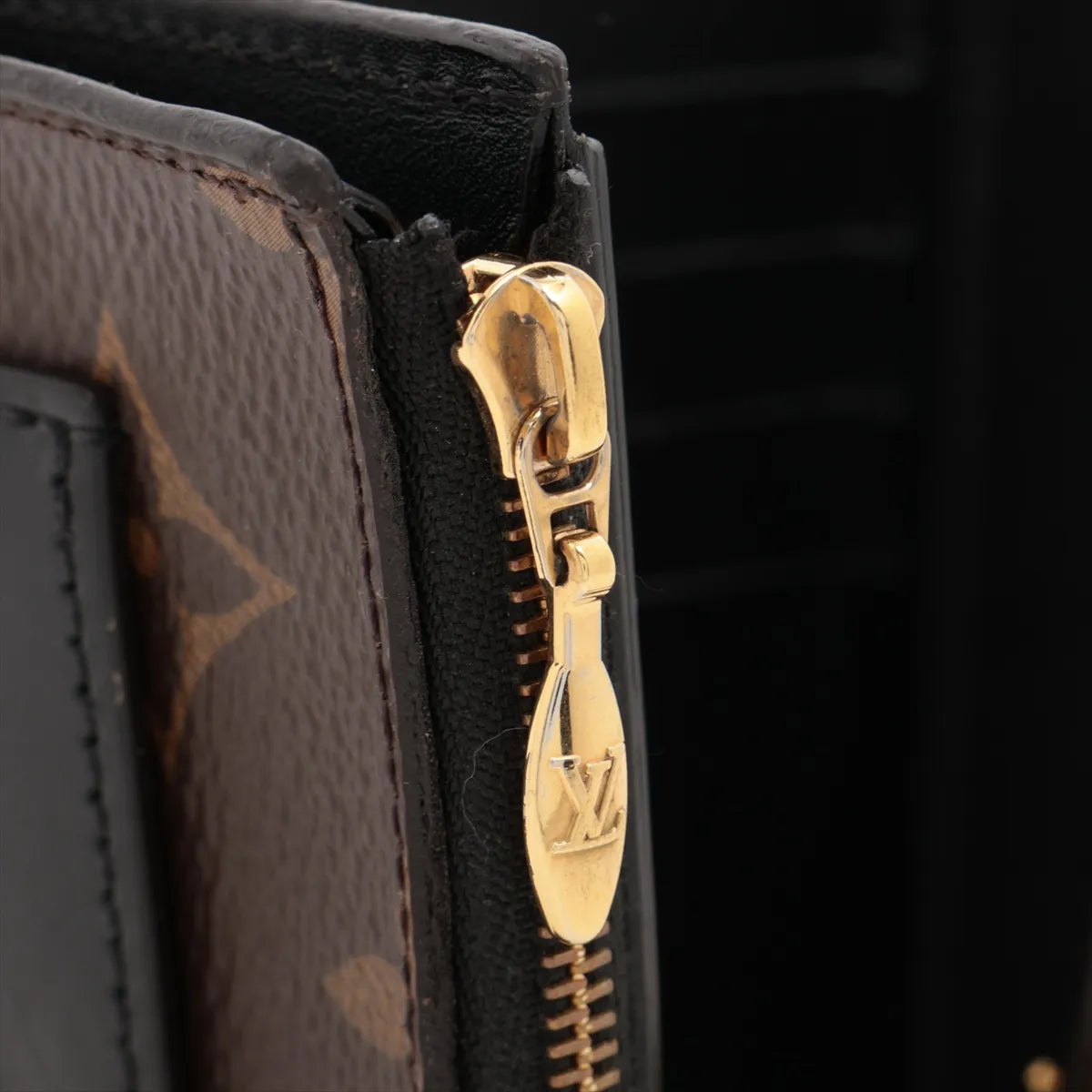 Louis Vuitton Monogram Flower Compact Wallet Black × Brown