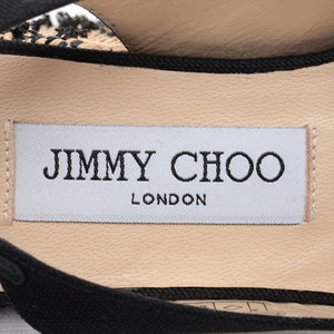 Preloved Jimmy Choo Canvas Leather Wedge Sandal Black