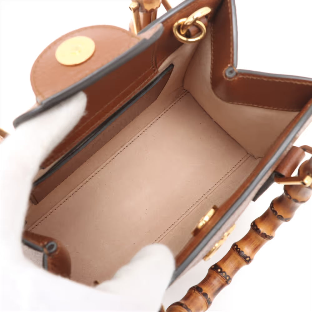 Gucci Bamboo Diana Leather Two-Way Handbag Brown