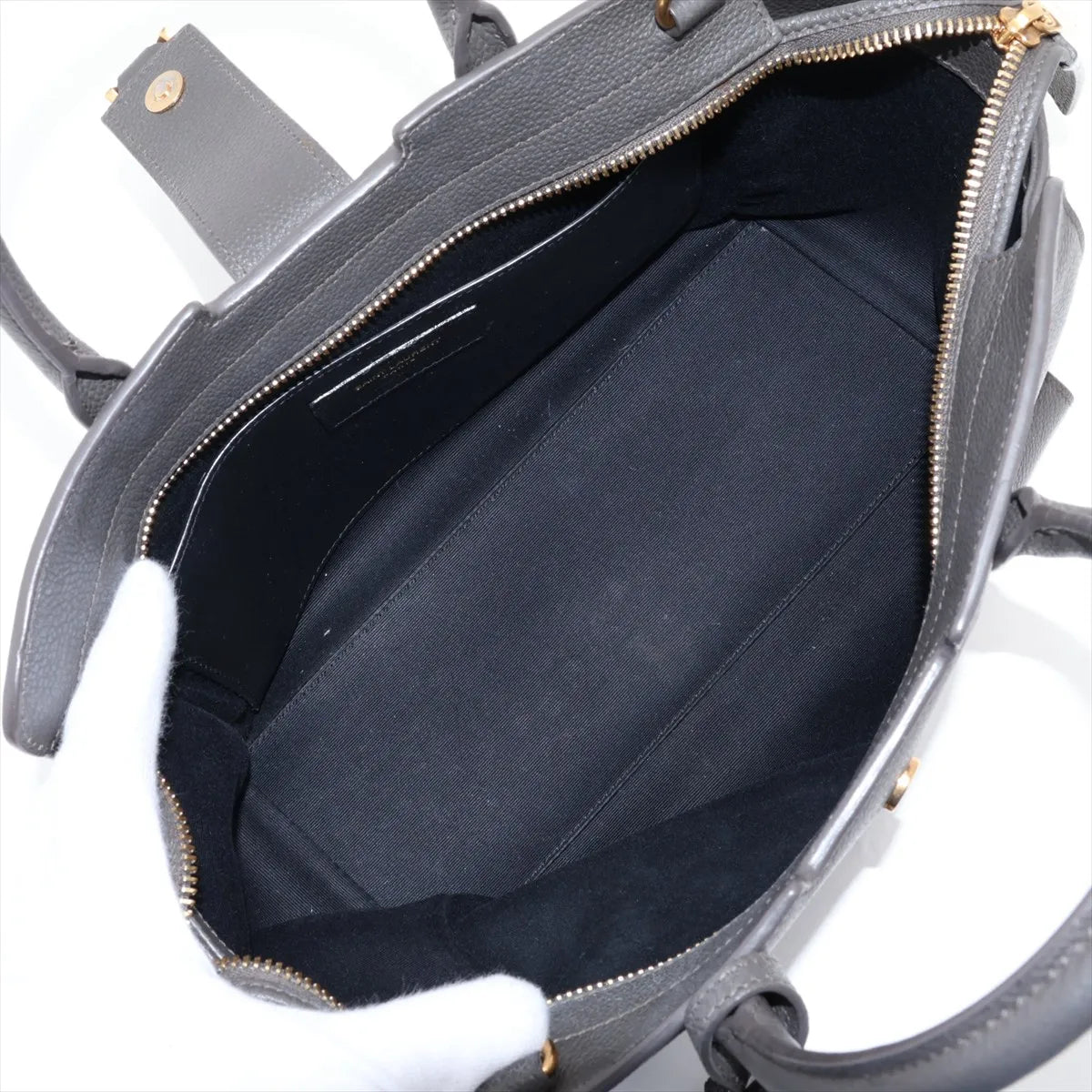 Saint Laurent Paris Downtown Cabas Leather Two-Way Handbag Gray