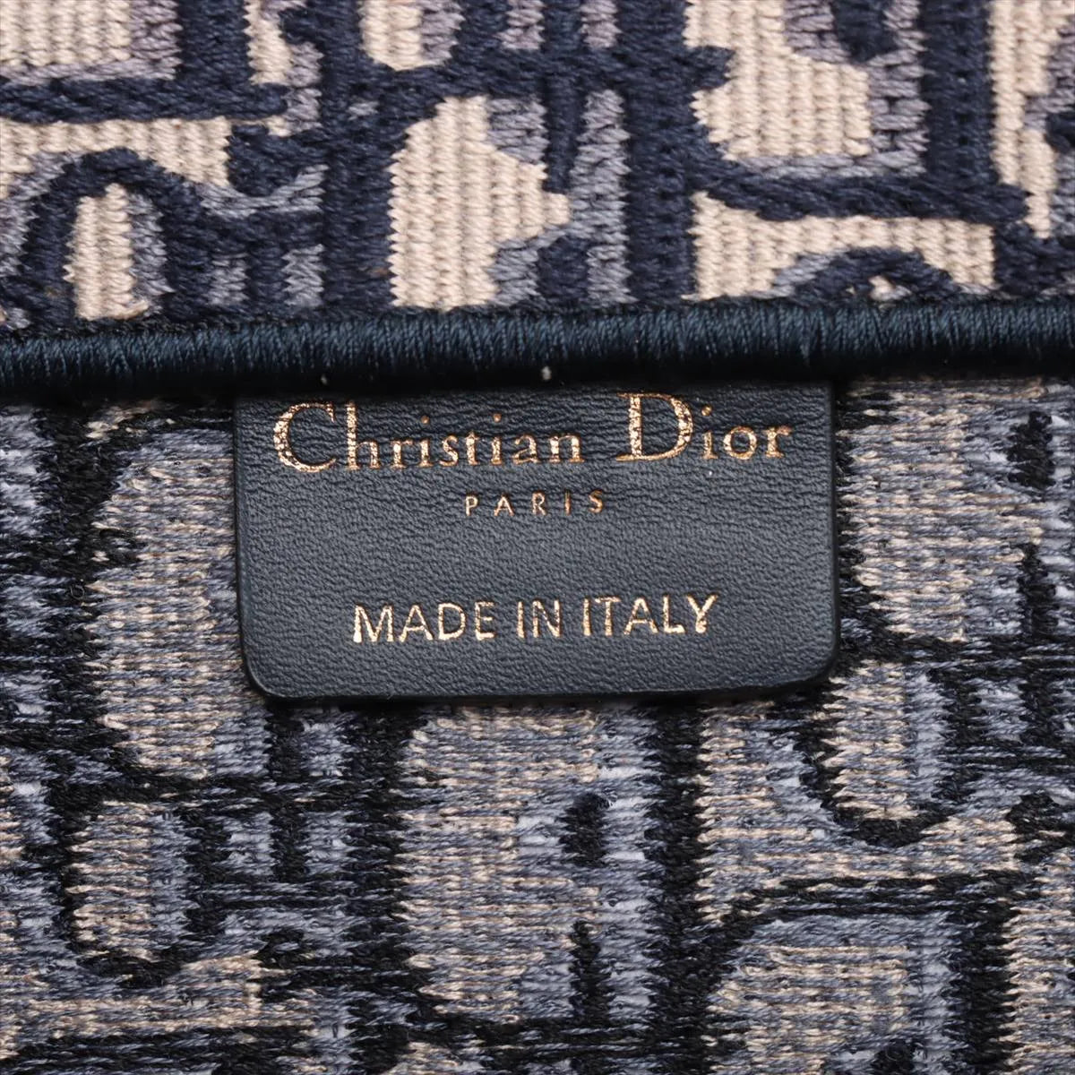 Christian Dior Oblique Book Tote Medium Canvas Bag Navy Blue