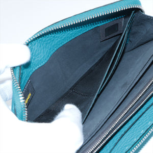 Premium Fendi Leather Zippy Wallet Blue