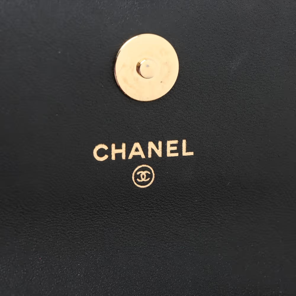 Chanel CC Logo Playings Cards Matelasse Lambskin Single Flap Single Chain Bag Black