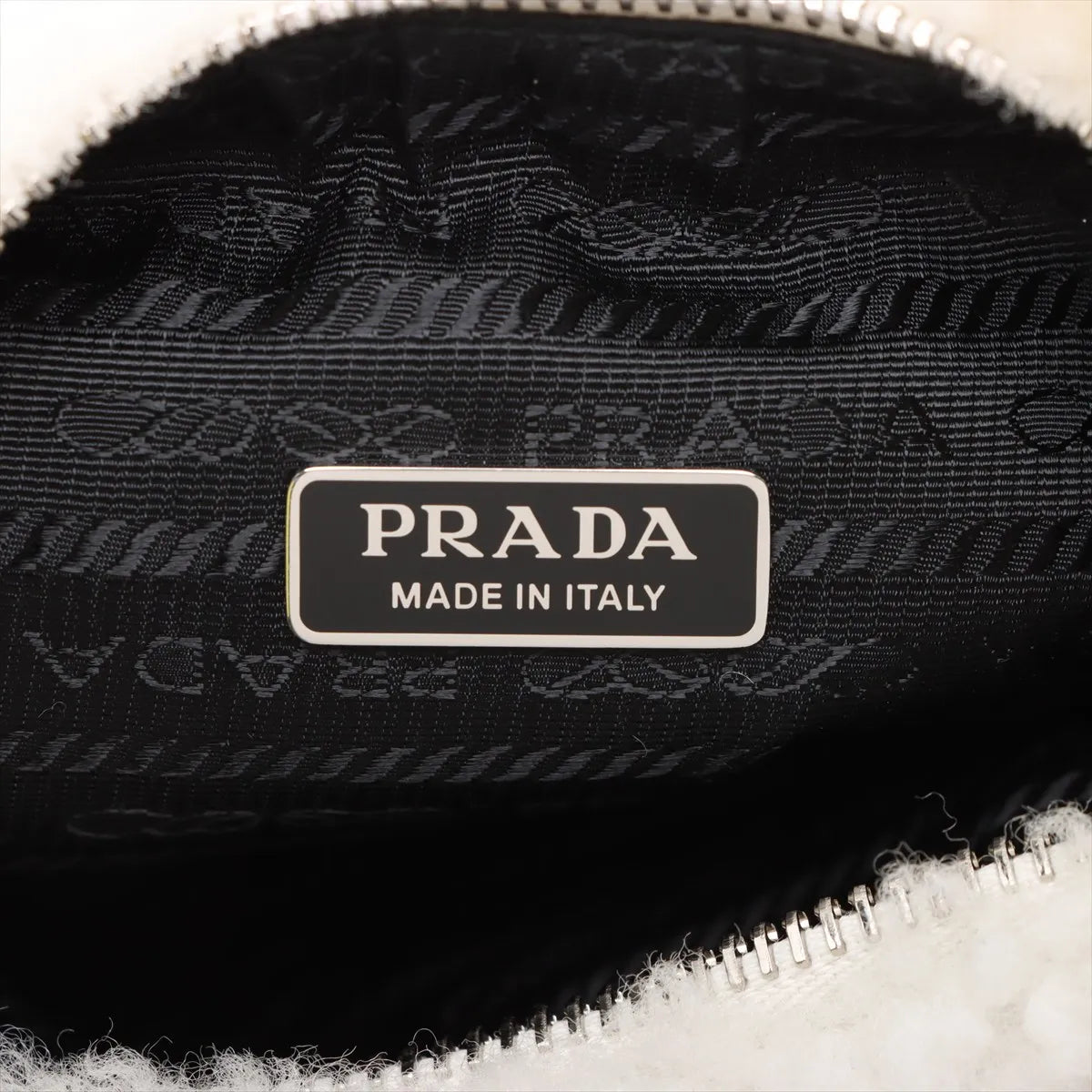 Prada Mouton × Leather Shoulder Bag White