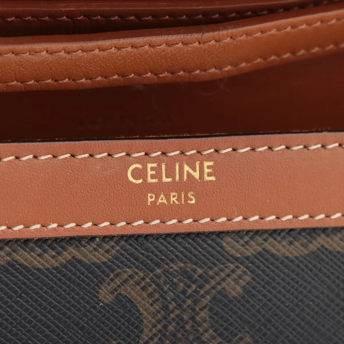 Celine Triomphe Leather Chain Shoulder Bag Brown