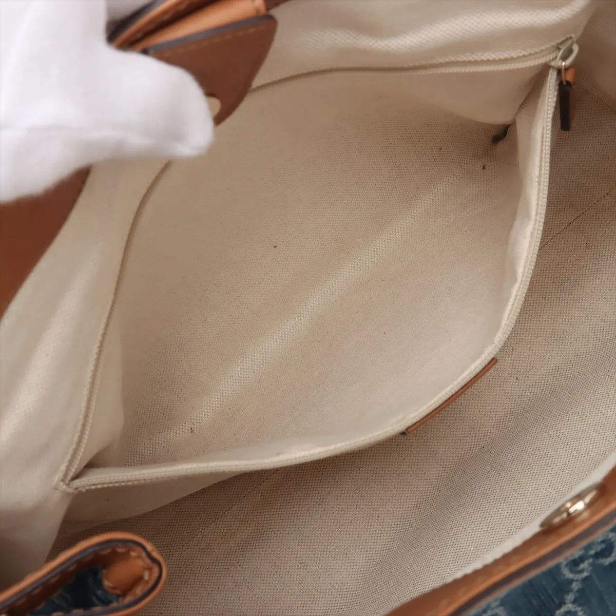 Gucci GG Logo Denim Leather Handbag Blue