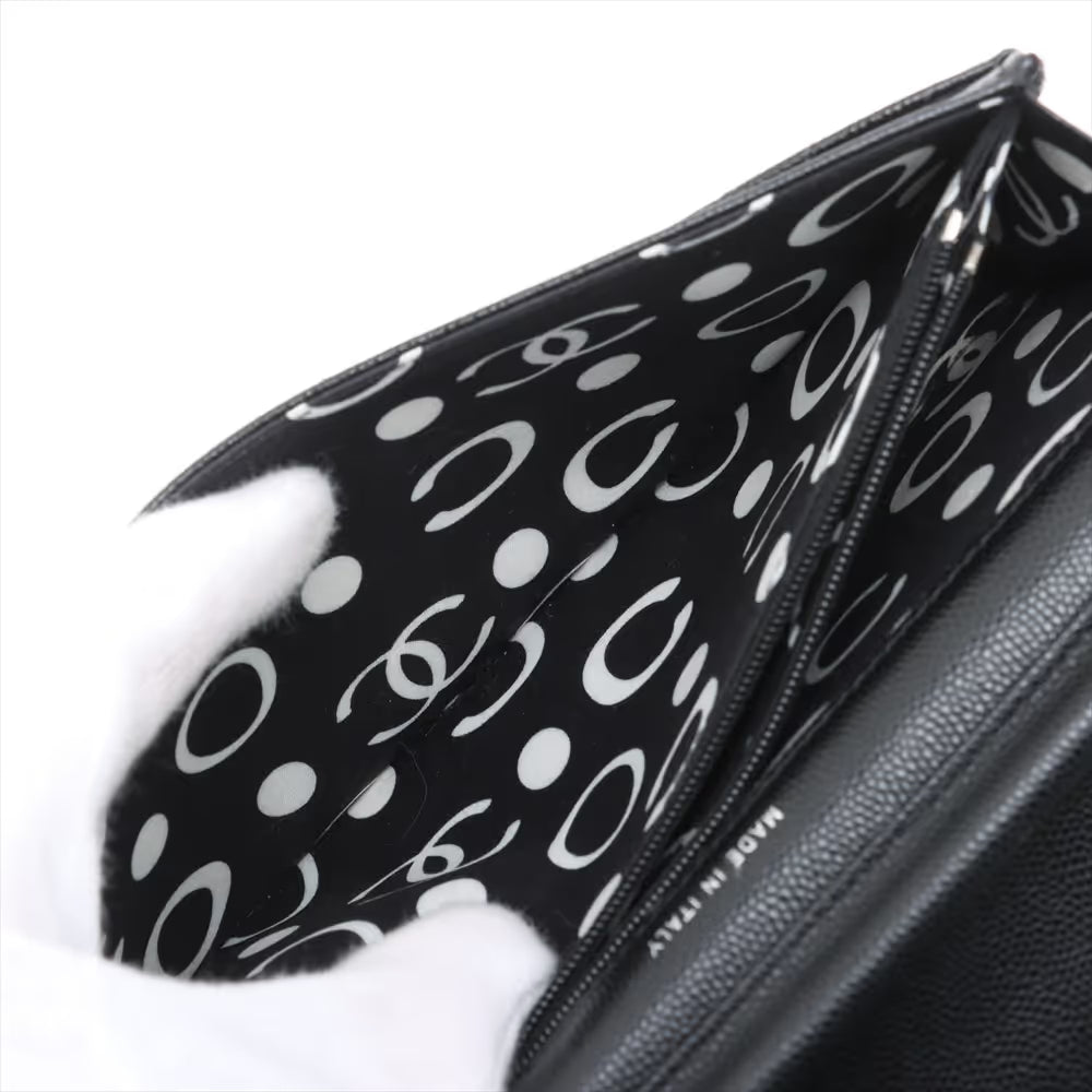 Chanel CC Logo Matelasse Caviar Skin Chain Shoulder Bag Black