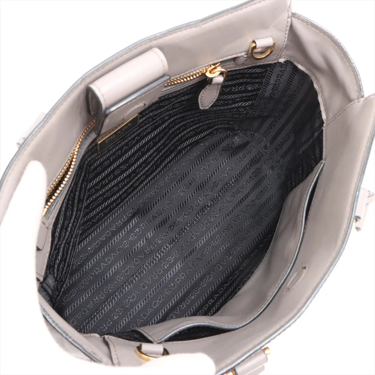 Prada Saffiano Soft Leather Two-Way Handbag Greige
